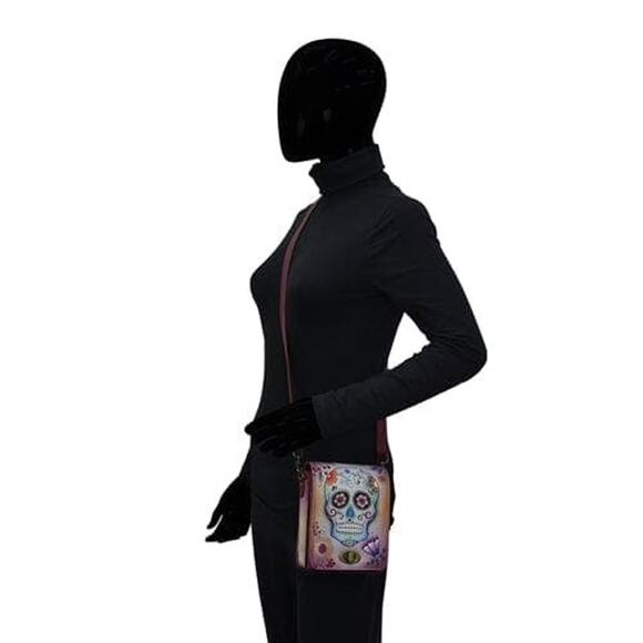 Anna Sugar Skull Leather Flap Convertible Crossbody Bag - Picture 7 of 8